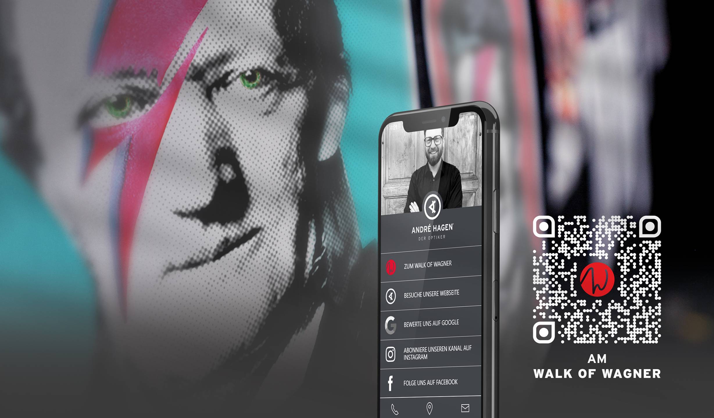 Mobile Mockup mit QR code vom Walk of Wagner