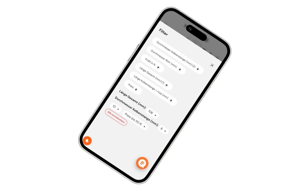 Produktfilter auf einem Handy